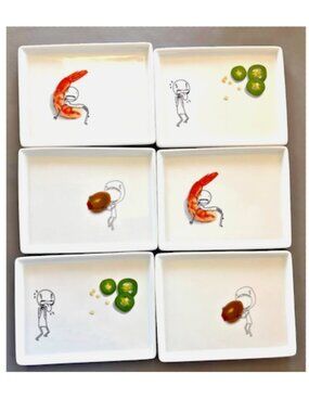 NEW CB2 Oliver Appetizer Plates Set of 6 - Jana Kinsman Retired Design
